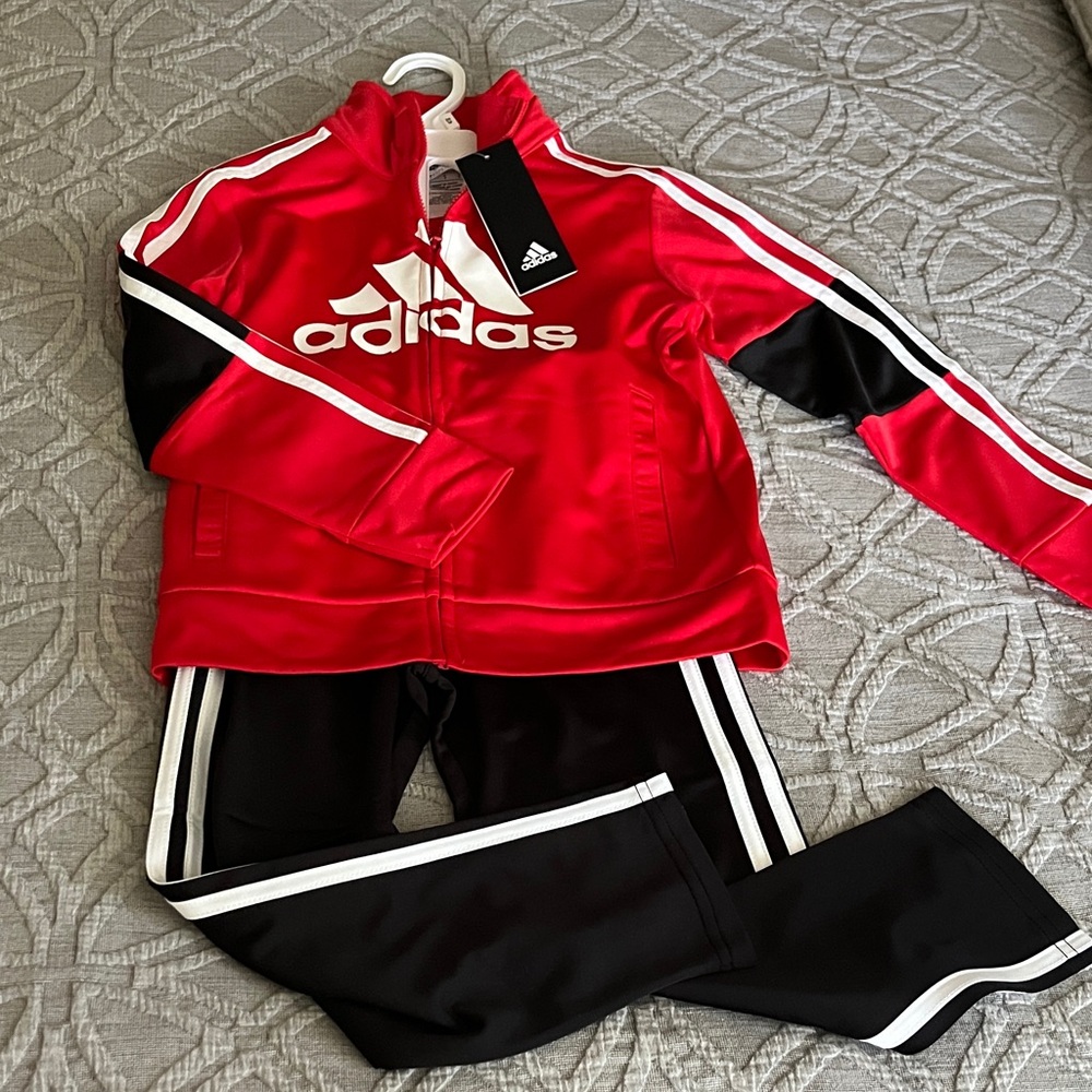 Adidas Red and Black Tracksuit